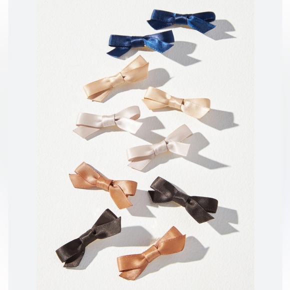 Anthropologie Small  Silky  Satin Hair Bows Set -new with tags - Picture 1 of 2